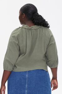 OLIVE Plus Size Textured Peasant Top, image 3