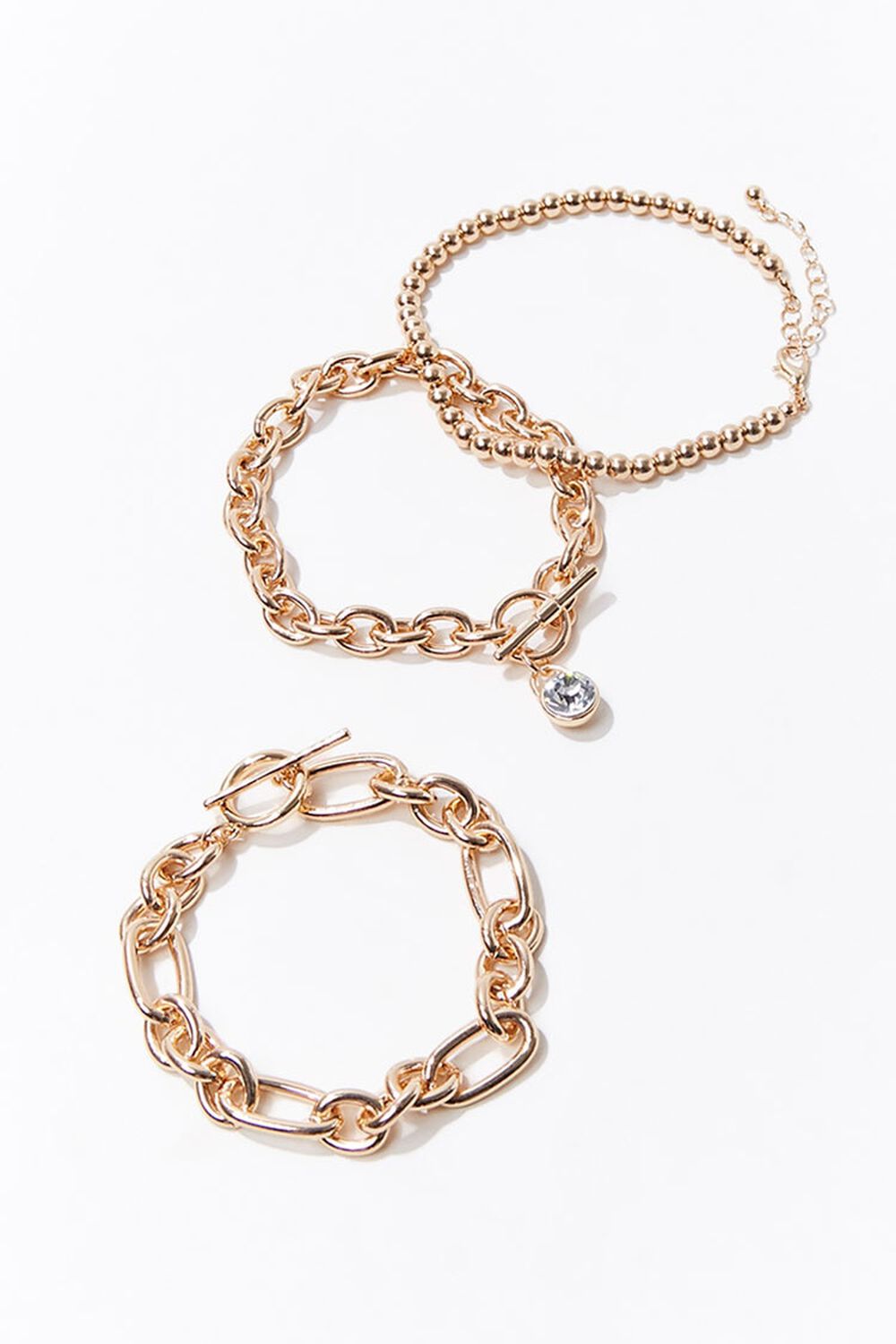 GOLD Faux Gem Chain Bracelet Set, image 1