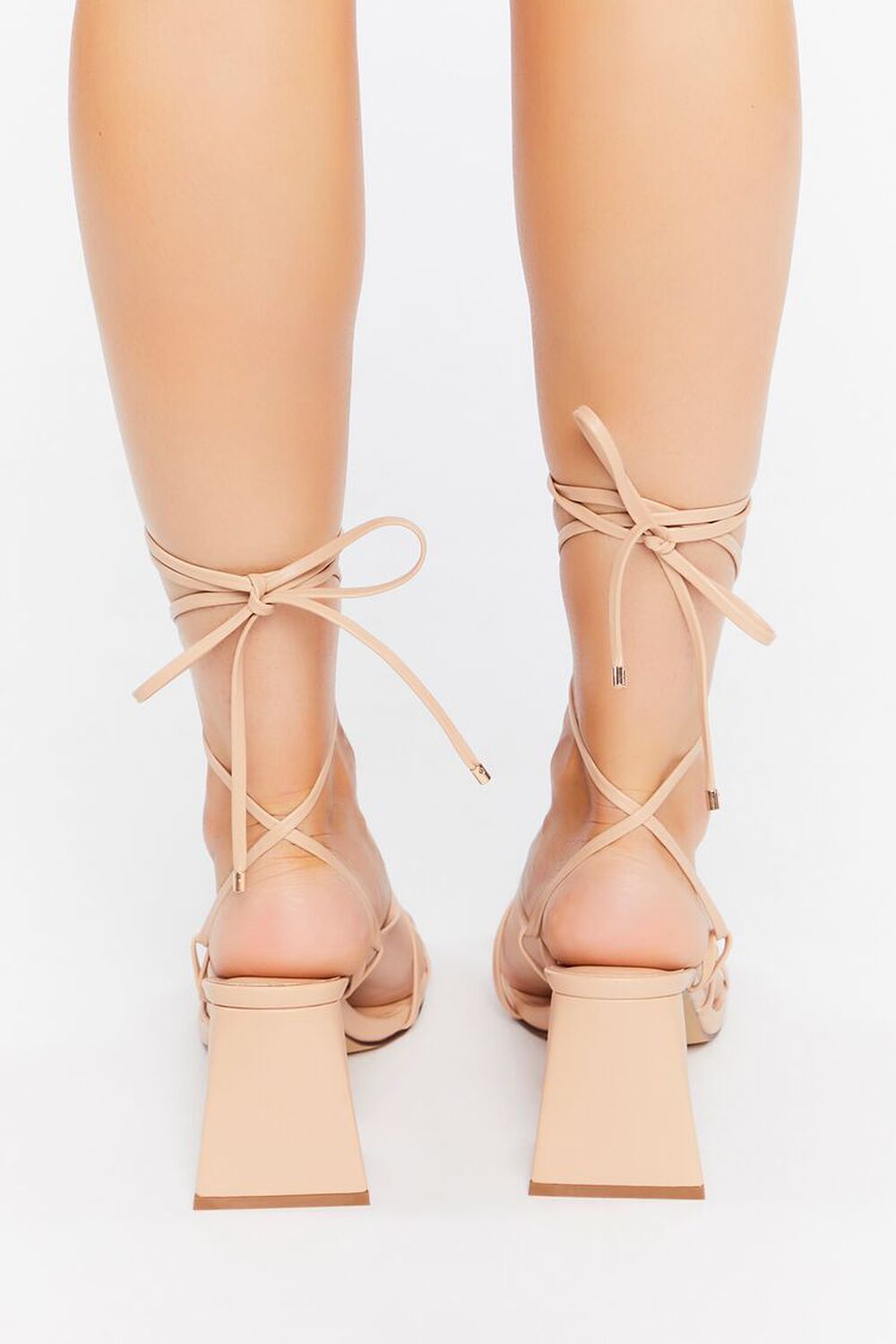 NUDE Strappy Faux Leather Lace-Up Heels, image 3
