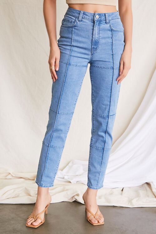 DENIM WASHED Grid Print Ankle-Cut Skinny Jeans, image 2