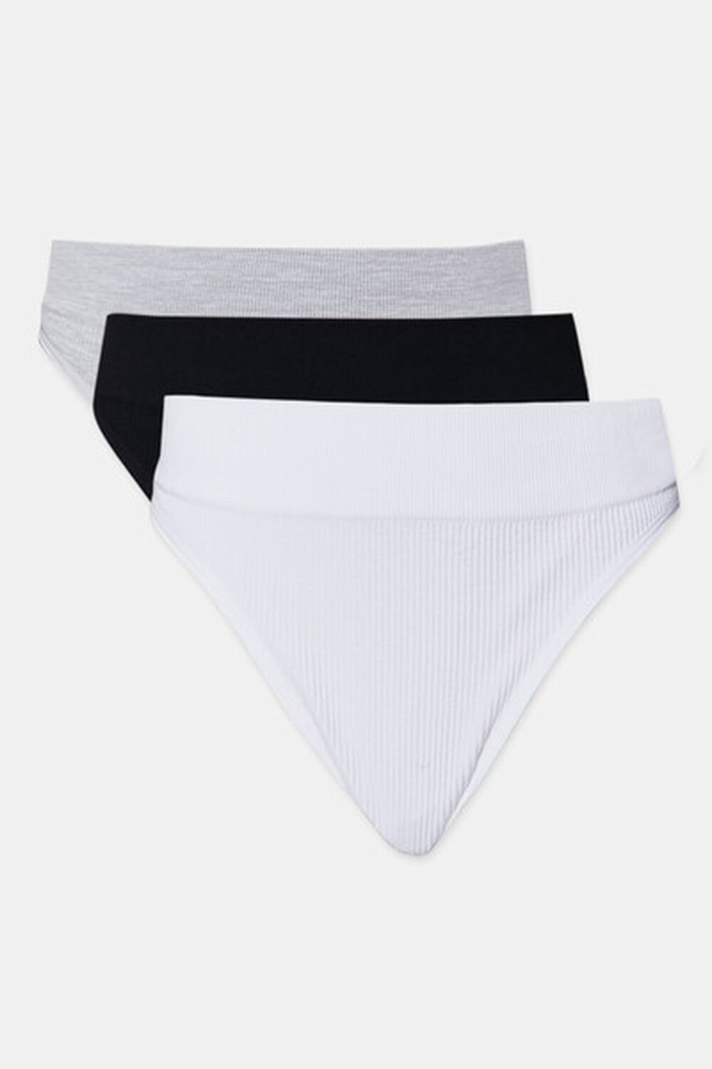 BLACK/WHITE Seamless Ribbed Panties Set - 3 Pack, image 1