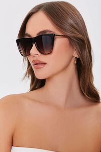 BLACK/BROWN Tortoiseshell Square Sunglasses, image 1