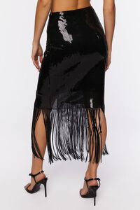 BLACK Sequin Fringe Midi Skirt, image 4