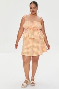 ORANGE/MULTI Plus Size Mixed Plaid Mini Skirt, image 5
