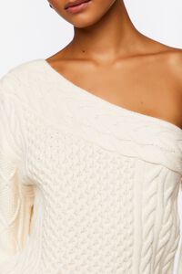 CREAM One-Shoulder Cable Knit Sweater, image 5