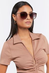 GOLD/BROWN Round Frame Sunglasses, image 1