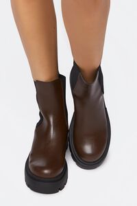BROWN Faux Leather Chelsea Boots, image 4