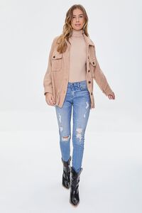 TAN Faux Shearling Button-Front Shacket, image 4