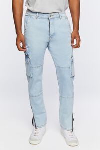 DENIM WASHED Slim-Fit Cargo Jeans, image 2