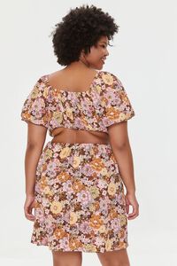 PINK/MULTI Plus Size Floral Cutout Mini Dress, image 3