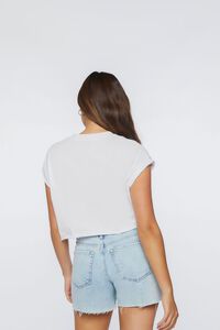 WHITE Ribbed Cropped Henley Tee, image 3