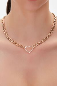 Rhinestone Heart Pendant Necklace, image 1
