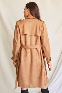TAUPE Faux Suede Duster Trench Jacket, image 3