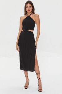 BLACK Cutout Halter Midi Dress, image 4