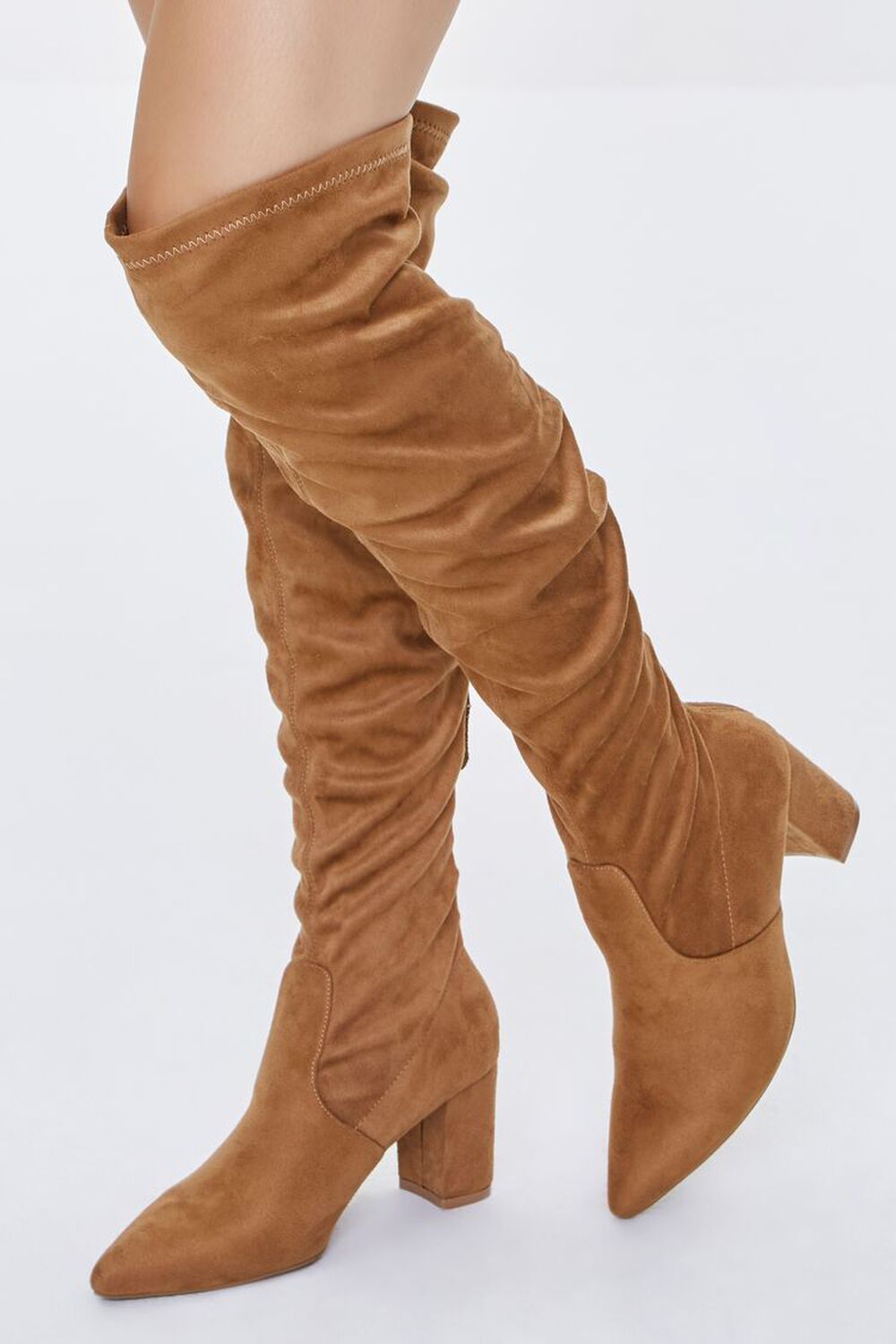 CHESTNUT Faux Suede Over-the-Knee Boots, image 1