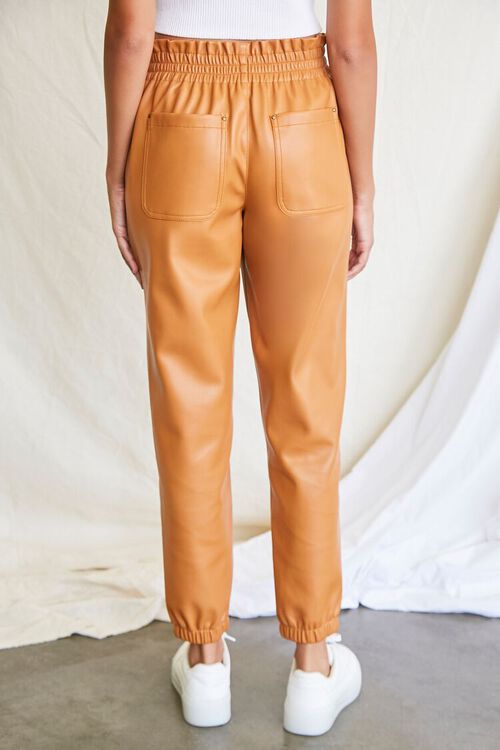 CAMEL Faux Leather Paperbag Pants, image 4