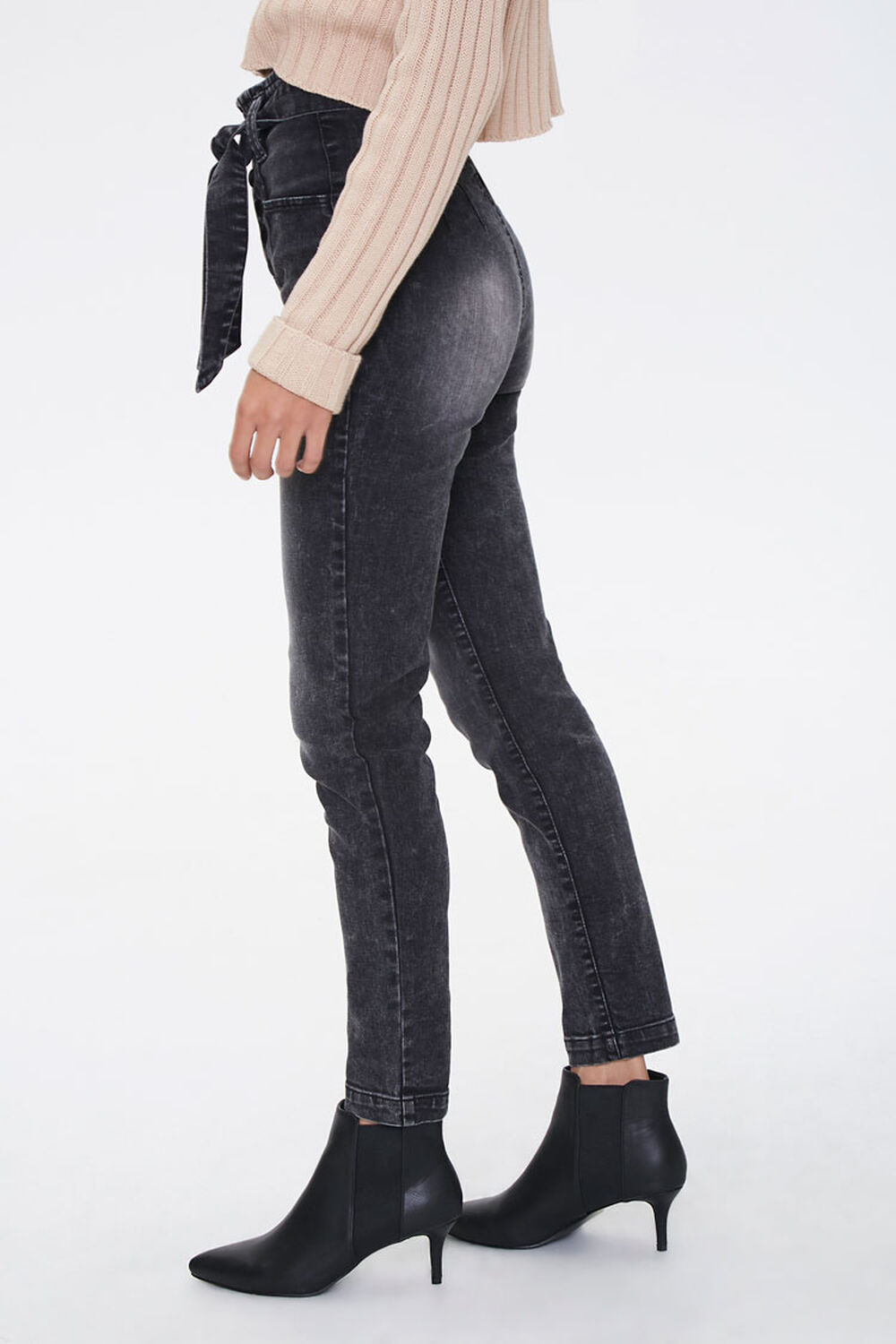 BLACK Belted High-Rise Jeans, image 2