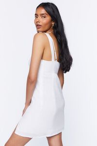 WHITE Linen-Blend Tie-Front Mini Dress, image 2