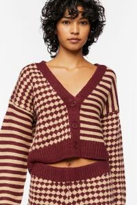 MERLOT/MULTI Mixed Print Cardigan Sweater, image 2