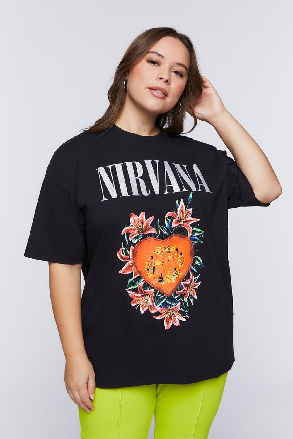 BLACK/MULTI Plus Size Nirvana Graphic Tee, image 1