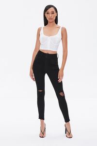 WHITE Ribbed Bustier Crop Top, image 4