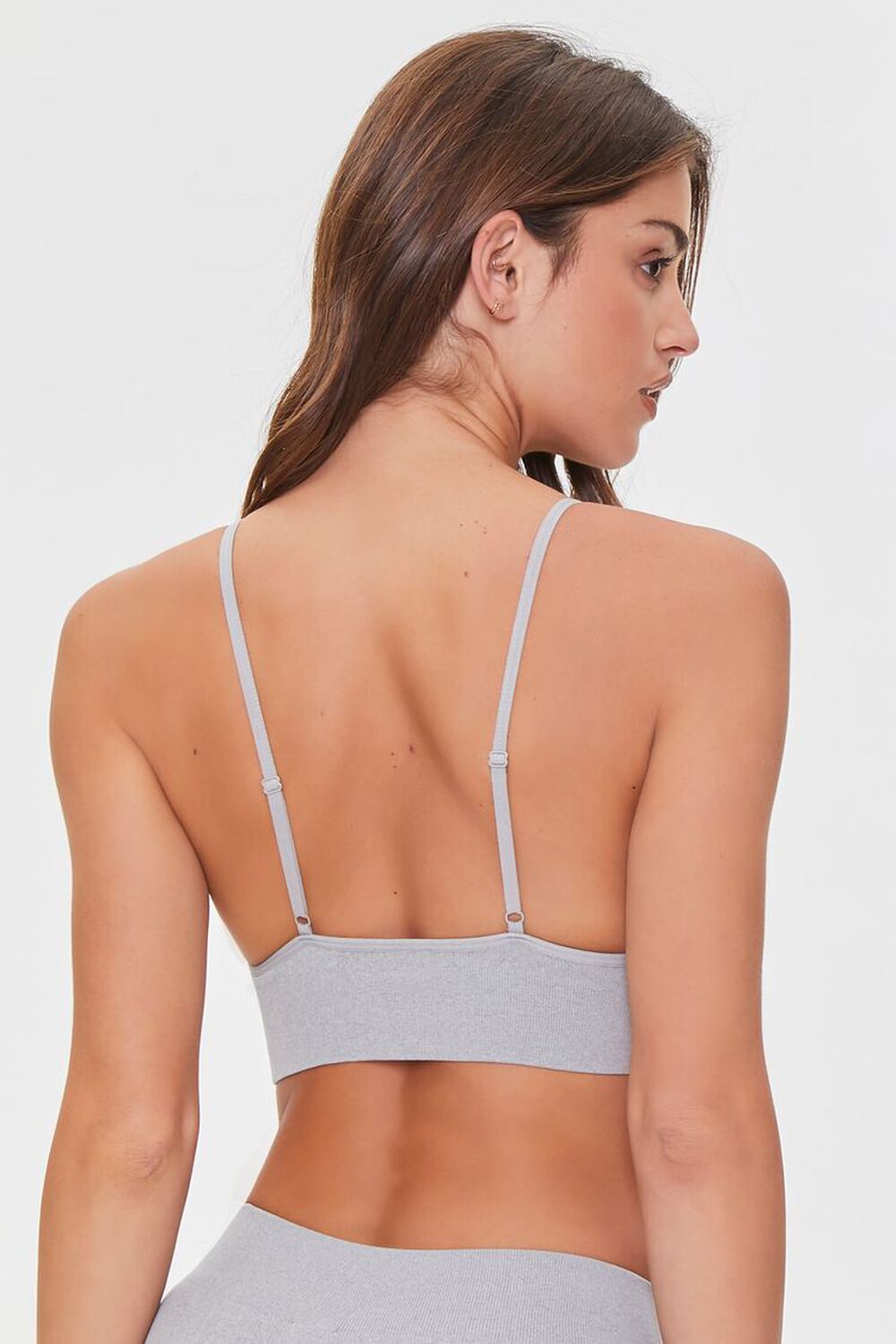 HEATHER GREY Seamless Ribbed Knit Bralette, image 3