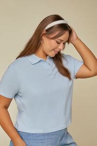BABY BLUE Plus Size Classic Polo Shirt, image 3
