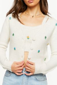 IVORY Floral Beaded Cardigan Sweater, image 5