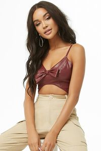 Faux Leather Bow Cropped Cami, image 1
