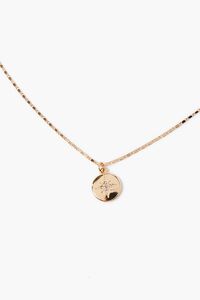 GOLD Rhinestone Star Round Charm Necklace, image 1