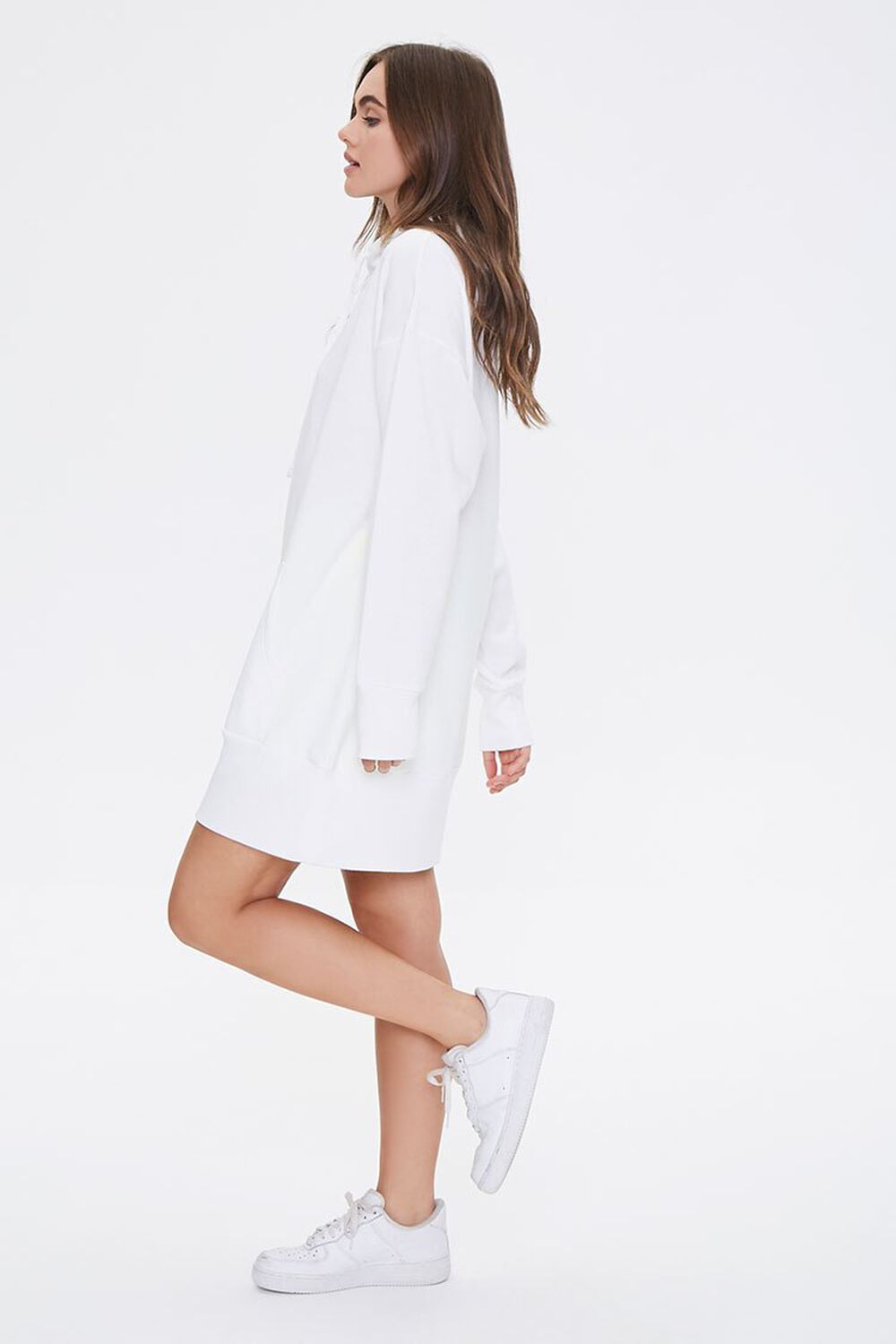 WHITE Mini Hoodie Dress, image 2