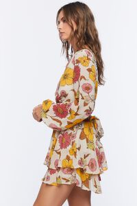 TAUPE/MULTI Floral Print Chiffon Mini Dress, image 2