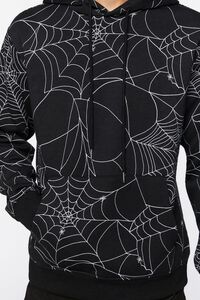 BLACK/WHITE Spiderweb Graphic Fleece Hoodie, image 5