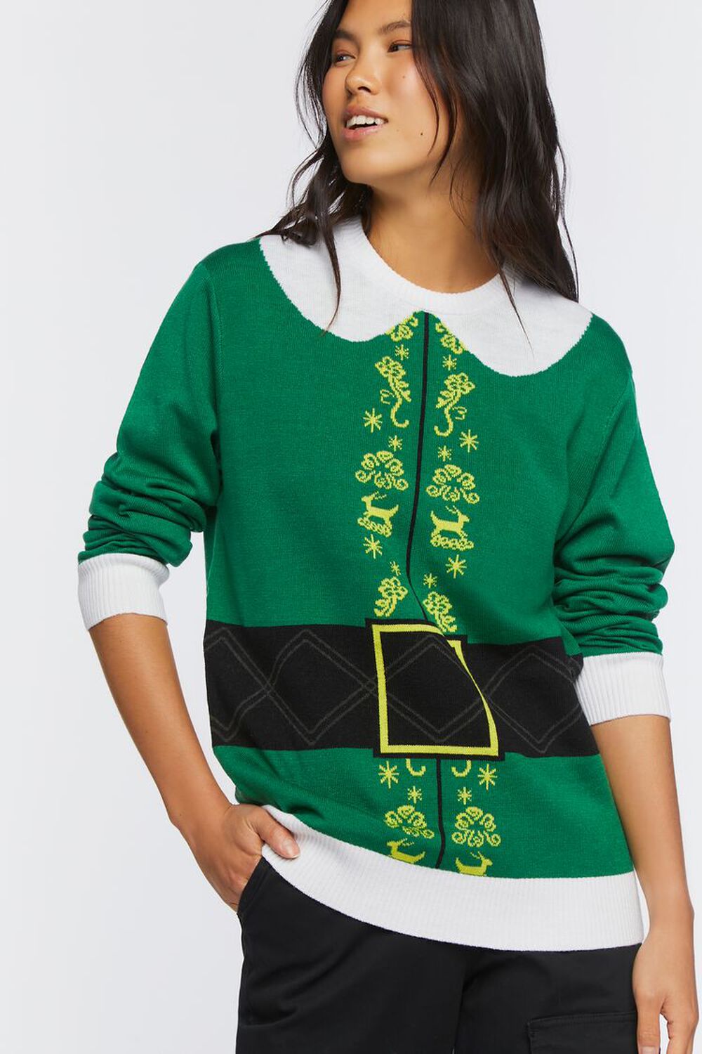 GREEN/MULTI Elf Print Sweater, image 1