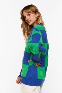 BLUE/GREEN Fuzzy Checkered Sweater, image 2