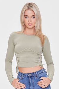SAGE Heathered Ribbed Henley Top, image 1