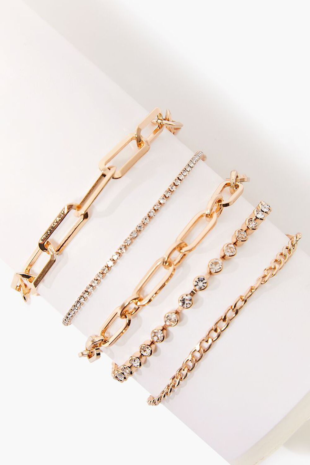 GOLD/CLEAR Rhinestone Chain Bracelet Set, image 1