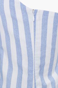 WHITE/BLUE Striped Linen-Blend Romper, image 4