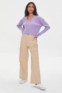 VIOLET Waffle Knit Frayed Thermal Tee, image 4