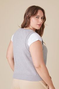 HEATHER GREY Plus Size Ribbed-Trim Sweater Vest, image 3