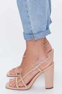 NUDE Strappy Faux Leather Block Heels, image 3