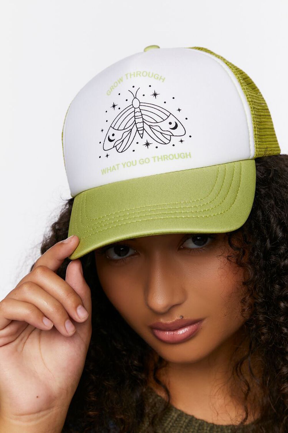 GREEN/MULTI Moth Graphic Trucker Hat, image 2
