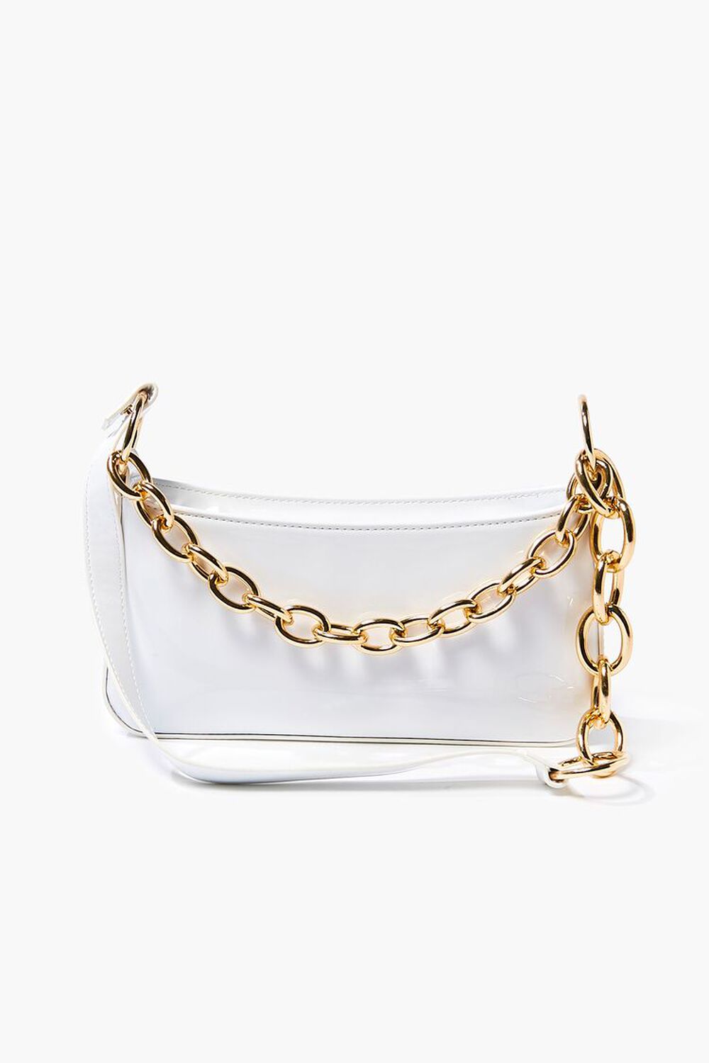 WHITE Faux Leather Chain Shoulder Bag, image 1