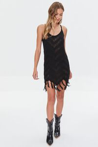 BLACK Tassel Crochet Mini Dress, image 4