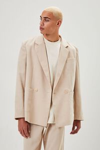 TAUPE Notched Double-Breasted Blazer, image 2