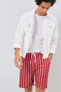 RED/WHITE Pinstriped Drawstring Shorts, image 1