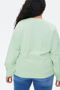 PISTACHIO/MULTI Plus Size Embroidered Fox Sweatshirt, image 3