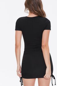 BLACK Ruched Self-Tie Bodycon Dress, image 3