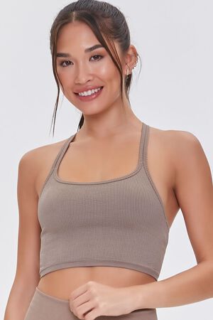 Size Small Grey Ribbed Street Wear Sports Bra from Forever 21