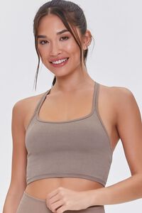 TAUPE Seamless Caged-Back Sports Bra, image 1